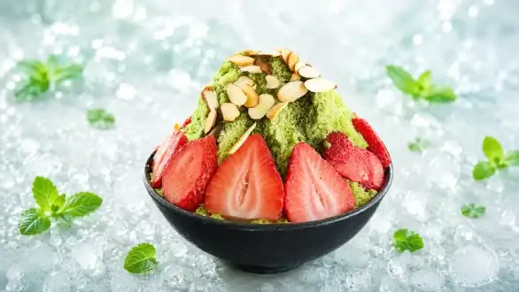 Matcha Strawberry Bingsu - Korean shaved ice dessert at Modu Ramen Jacksonville